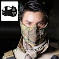 Miniatyrbillede 5 af 9: Mesh Maske, Halv Ansigt Mesh Masker med Ørebeskyttelse til CS/Jagt/Paintball/Skydning Black
