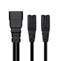 Miniatyrbillede 3 af 5: 3-benet stik Iec320-c20 til Iec320-c7+c7 konverter adapter strøm