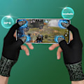 Miniatyrbillede 2 af 11: Mobil Spil Controller Fingerbeskyttelse Sømløs Tommelfingerbeskyttelse Svedafvisende To-finger Touchskærm Mobil Spilhandsker Hvid