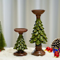 Miniatyrbillede 5 af 5: Juletræslysestage i resin, rustik fyrfadsstage F