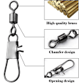 Miniatyrbild 2 av 5: Fiske Swivel Snaps Terminal Tackle 50 st, Högstyrka Roterande Swivels Clips Connector för Saltvatten Sötvatten