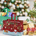 Miniatyrbillede 6 af 6: 8 stk. genanvendelige juleindkøbsposer, mulepose med håndtag, gavepose, indkøbspose til julebegivenheder og fester 8 Pack