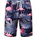 Pikkukuva 3 / 5: Miesten Havaiji-paita ja shortsit Setti Normaali Istuvuus Lyhythihainen Rento Hauska Flamingo-rantapaitasetti XL