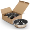 Miniatyrbillede 8 af 8: Pakke Bundt Kageform Nonstick - 25 cm Fluted Tube Kageforme til bagning, 12 Kopper Kraftig Kulstofstål Tube Form Bageform. (guld) gold