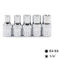 Miniatyrbilde 4 av 5: 5 stk. 1/4 tomme Torx stjernebits hunn sokkelsett E4, e5, E6, e7, E8 St