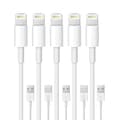 5-pakning Lightning-ladekabel for iPhone 14/13/12/11/Xs/Max/X/8/7/6/5SE - Hvit