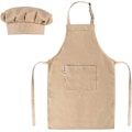Miniatyrbilde 1 av 7: Forkle og kokkehattsett for barn - Justerbart barneforkle for gutter og jenter til matlaging og baking - off-white
