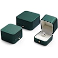 Miniatyrbillede 5 af 5: Smuk Sortligende Grøn Ringæske Premium Læder Ringbæreræske til Bryllup, Frieri Smykkegaveæske