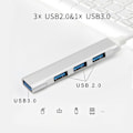 Miniatyrbild 5 av 5: Metall USB C Hub Typ C Till 3x USB 2.0 + USB 3.0 4 Portars Adapter Fo