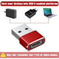 Miniatyrbild 5 av 5: USB till USB-C-adapter, USBC-hona till A-hane OTG-laddare Typ C-konverterare för Apple Watch Ultra iWatch 7 8 9 10, iPhone, Plus Pro Max, AirPods 3 Red 4pc