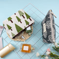 Miniatyrbild 5 av 5: 4 st Canvas Kosmetikpåsar, Multifunktionell Canvas Reseväska Toalettsak med Tryckt Sminkpåsar
