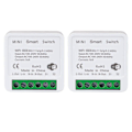 Miniatyrbilde 1 av 5: 2 stk. Wifi Smart Bryter Lysbryter, App Fjernkontroll, Stemmestyring