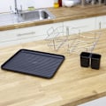 Miniatyrbillede 5 af 6: Opvaskestativ med bakke - sort, rustfrit stål, afløbsstativ, til placering af tallerkener