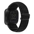 Miniatyrbild 2 av 3: Vävt nylonarmband för Fitbit Versa 3/Sense - Armband Svart