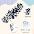 Miniatyrbild 3 av 5: Lyxig blomma smyckesdesign hårklämma, strass blomma hårklämma hårklämma för kvinnor och flickor hårklämma (Blå 1)