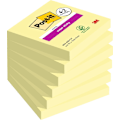 Miniatyrbild 1 av 6: Post-it Super Sticky Notes, Kanariegula, 76 mm x 76 mm, 90 ark/block, 4 block/förpackning + 2 GRATIS - Extra klibbiga lappar för att göra-listor och påminnelser