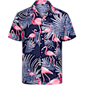 Pikkukuva 2 / 5: Miesten Havaiji-paita ja shortsit Setti Normaali Istuvuus Lyhythihainen Rento Hauska Flamingo-rantapaitasetti XL