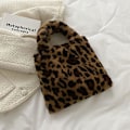 Miniatyrbillede 3 af 5: Dame Ko Mønster Håndtaske Plys Zebra Stribede Tasker Leopard Print