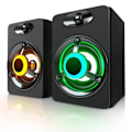 Miniatyrbillede 1 af 5: USB-kablede computerhøjttalere, LED stereo subwoofer PC