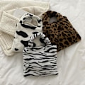 Miniatyrbillede 5 af 5: Dame Ko Mønster Håndtaske Plys Zebra Stribede Tasker Leopard Print