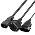 Pikkukuva 2 / 5: 32 cm IEC320 C14 - EU4.8mm+EU4.0mm AC-virtajohdon jatkojohto