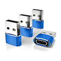Miniatyrbild 1 av 5: USB till USB C-adapter, USBC hona till A hane OTG-laddare typ C-omvandlare för Apple Watch Ultra iWatch 7 8 9 10, iPhone , Plus Pro Max, AirPods 3 blue 4pc