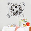 Miniatyrbild 5 av 6: 3D Fotboll Dekaler, Fotboll Väggdekaler för Sovrum, 3D Väggkonst Vinyldekaler för Pojkar Sovrum Lekrum Vardagsrum, 50 x 40 cm
