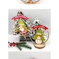 Miniatyrbillede 3 af 4: Julepynt vedhæng dobbelt lag hul træhåndværk hængende juleferie dekoration vedhæng snowman