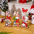 Miniatyrbillede 3 af 5: Juledekoration Nordisk træ ansigtsløs gammel mand malede bogstaver DIY ornamenter Jule nisse ornamenter NOEL