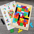 Miniatyrbild 5 av 8: Träpusselspel Tetris, Pedagogisk Leksak för Barn, Kognitiv Utveckling, Perfekt Present