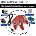 Miniatyrbillede 2 af 4: Retro USB Controller til N64 Spil, N64 Klassisk USB Controller Orange Orange