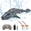 Miniatyrbillede 1 af 5: OBEST 2.4GHz Fjernstyret Mosasaurus Både til Børn, RC Haj Både Vand Spray Pool og Sø Legetøj, RC Elektrisk Haj Dinosaur, 2 Batterier