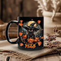 Miniatyrbillede 5 af 5: Personlig Halloween Sort Kat Krus til Katteelskere, Sort Kat Gave til Kvinder (325ml) 1