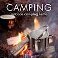 Miniatyrbilde 6 av 6: Campingkjele i rustfritt stål med hengekopp og dampkurv | 1,2L Bålkaffekopp med sammenleggbart håndtak for utendørs matlaging