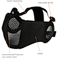 Miniatyrbillede 2 af 9: Mesh Maske, Halv Ansigt Mesh Masker med Ørebeskyttelse til CS/Jagt/Paintball/Skydning Black