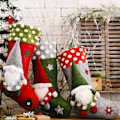 Miniatyrbilde 5 av 5: Julepynt Skog Gammel Mann Lammeull Julestrømper Ansiktsløs dukke Julestrømper gavepose green