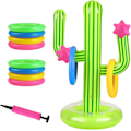 Miniatyrbild 1 av 5: Uppblåsbar kaktusring set 1 st uppblåsbar kaktus 8 st uppblåsbara ringar 1 st luftpump - Kastspel uppblåsbar set för sommarpool