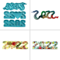 Miniatyrbild 3 av 5: 3 st/set 2022 Siffer Ornament Epoxihartsform Heminredning