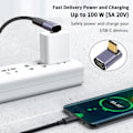 Miniatyrbild 2 av 5: USB C 90 Graders Adapter för USB 4 Kabel Adapter, 40Gbps USB C Adapter, 2-Pack UP Vinkel Typ C Förlängare 8k Videoskärm