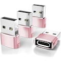 Miniatyrbild 1 av 6: USB till USB-C Adapter 4-pack, Typ C Hona till A Hane Laddningskabelkonverterare för Apple iWatch 8 7, Mac, iPhone 12 13 14 15 Max Pro, Airpods Pink 4-pack