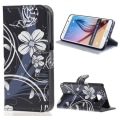 Pikkukuva 1 / 5: Plånboksfodral Samsung Galaxy S6 Edge Plus - Svart med Blommor