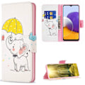 Pikkukuva 1 / 4: Lompakkokotelo Samsung Galaxy A15 - Elefantti Sateenvarjolla