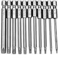 Pikkukuva 1 / 5: 11 osainen Torx-ruuvimeisselibittisetti, 1/4 tuuman kuusiokolovarsi T6-T40 M