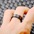 Miniatyrbillede 1 af 3: #Dobbeltlags Roterende Titan Stål Par Ring (8mm - Seks Ord#
