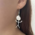 Miniatyrbillede 5 af 6: #2 Par Funny Graffiti Øreringe - Sølv Smiley Finger Stud Ea#