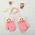 Miniatyrbilde 5 av 5: #Vinterhansker for barn - Rosa votter - Tegneserie-mønster - Tykke#