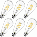 Miniatyrbild 1 av 5: Edison Filament LED-lampa 4W E27 ST64 (470lm Varmvit 2700K, Ej Dimbar, 6-pack [Energiklass A++]