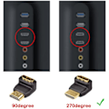 Miniatyrbillede 4 af 5: #2 Pak HDMI Adapter 90 Grader og 270 Grader Højre Vinkel Han til#