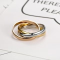 Miniatyrbillede 4 af 4: #Kvinde- og Mandsring (56mm) 3 Flettede Ringe Forgyldt Stål G#