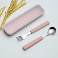 Miniatyrbillede 4 af 5: Pink Børnespisesæt, 3 Dele Rustfrit Stål Gaffel og S